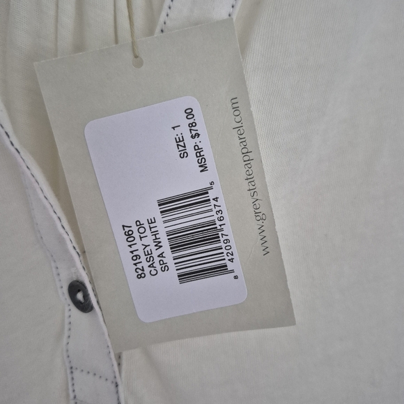 Grey State Blouse Casey Spa White Short Sleeve Collared Size 1 (S) 4-6 N… - Picture 8 of 12